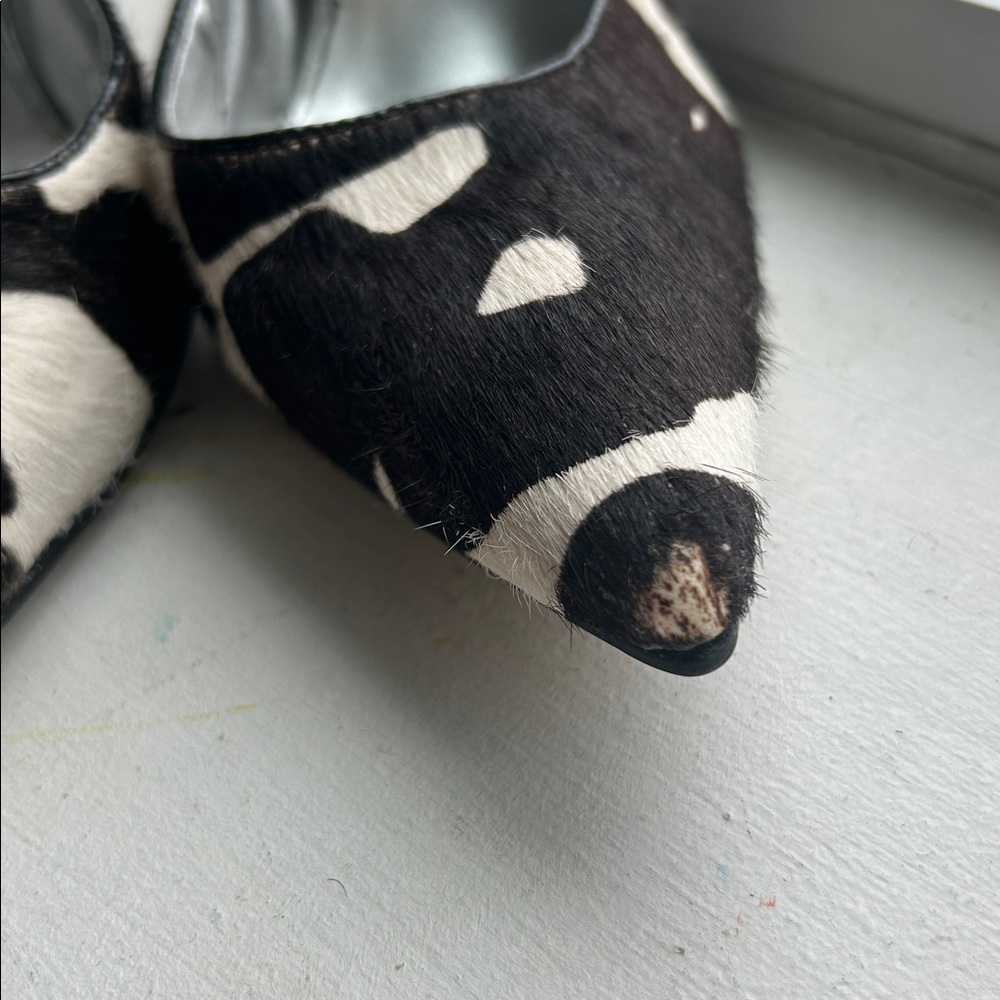 GUESS Pony Hair Cow Print Stiletto heels | 7M | Statement Animal Print Pumps - Picture 9 of 10